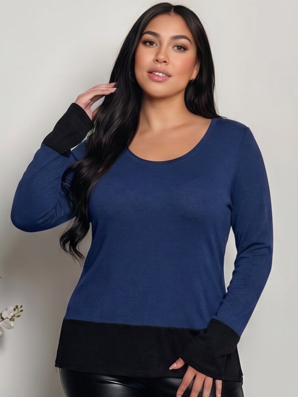 Vince Navy and Black Colorblock Top